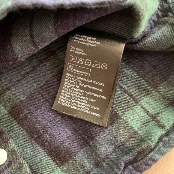 H&M Plaid Flannel Kids Shirt - Green and Blue - Picture 4 of 8
